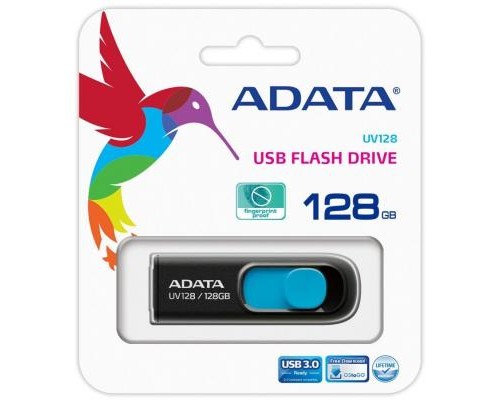 USB флеш накопичувач ADATA 128GB UV128 Black/Blue USB 3.1 (AUV128-128G-RBE)