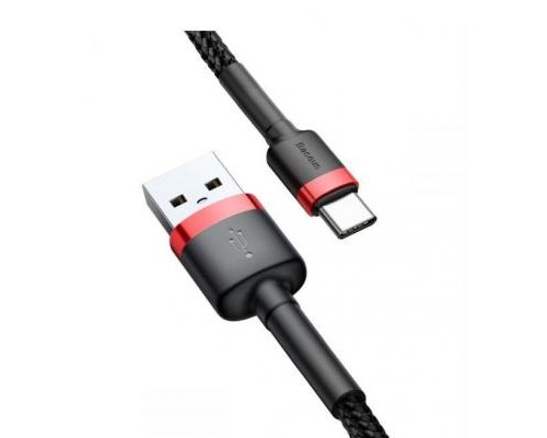Дата кабель USB 2.0 AM to Type-C 1.0m Cafule 3A red+black Baseus (CATKLF-B91)