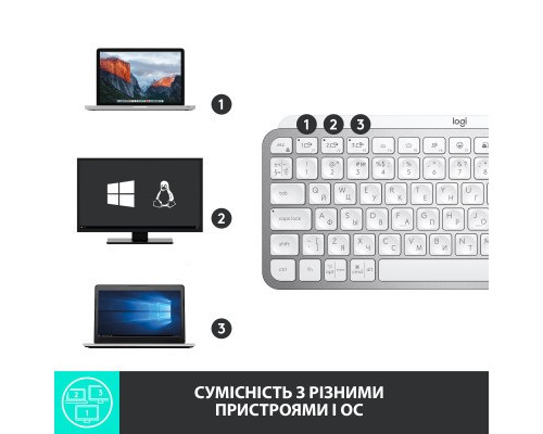 Клавіатура Logitech MX Keys Mini Wireless Illuminated UA Pale Grey (920-010499)