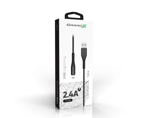 Дата кабель USB 2.0 AM to Lightning 1.2m FL-12B Grand-X (FL-12B)