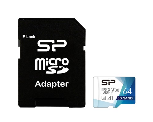 Карта пам'яті Silicon Power 64Gb microSDXC U3 A1 V30 Superior Color 100R/80W + adapter (SP064GBSTXDU3V20AB)