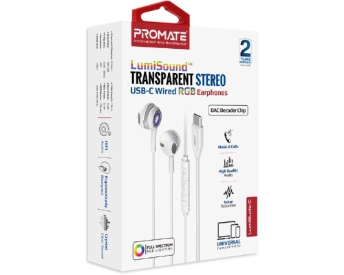 Навушники Promate LumiBuds-C Silver (lumibuds-c.silver)
