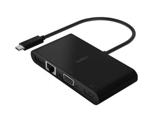 Концентратор Belkin USB-C - Ethernet, HDMI, VGA, USB-A, 100W PD, black (AVC004BTBK)
