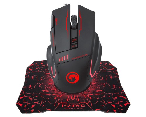 Мишка Marvo G909L USB з ігровою поверхнею G1 Black (G909L+G1)