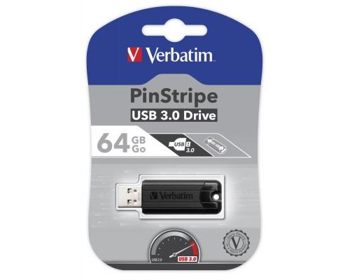 USB флеш накопичувач Verbatim 64GB PinStripe Black USB 3.0 (49318)
