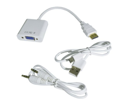 Перехідник HDMI M to VGA F (з кабелями аудіо і живлення від USB) ST-Lab (U-990 white)
