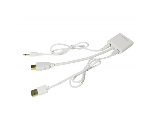 Перехідник HDMI M to VGA F (з кабелями аудіо і живлення від USB) ST-Lab (U-990 white)