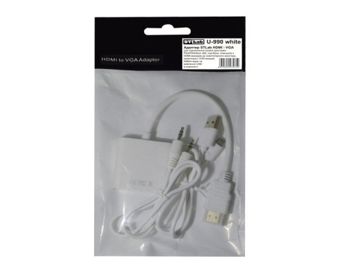 Перехідник HDMI M to VGA F (з кабелями аудіо і живлення від USB) ST-Lab (U-990 white)