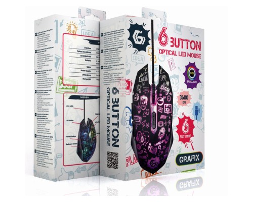 Мишка Gembird MUS-6B-GRAFIX-01 USB Black (MUS-6B-GRAFIX-01)