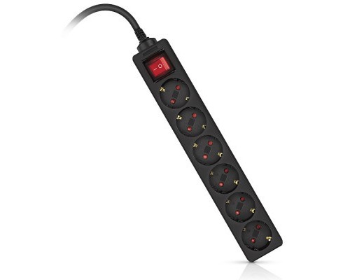 Мережевий фільтр живлення REAL-EL RS-6 Protect M 3m, black (EL122300034)