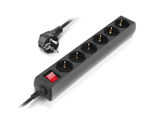 Мережевий фільтр живлення REAL-EL RS-6 Protect M 3m, black (EL122300034)