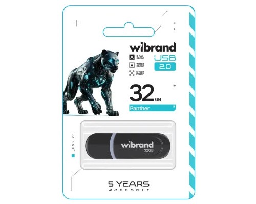 USB флеш накопичувач Wibrand 32GB Panther Black USB 2.0 (WI2.0/PA32P2B)