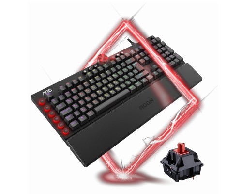 Клавіатура AOC AGK700 RGB Cherry MX Red USB Black (AGK700DR2R)