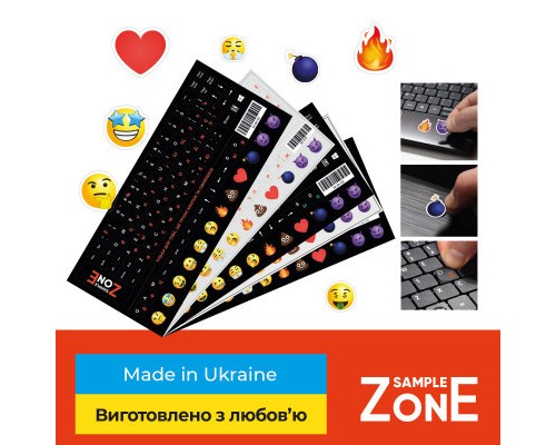 Наклейка на клавіатуру SampleZone прозора, білий (SZ-N-W)
