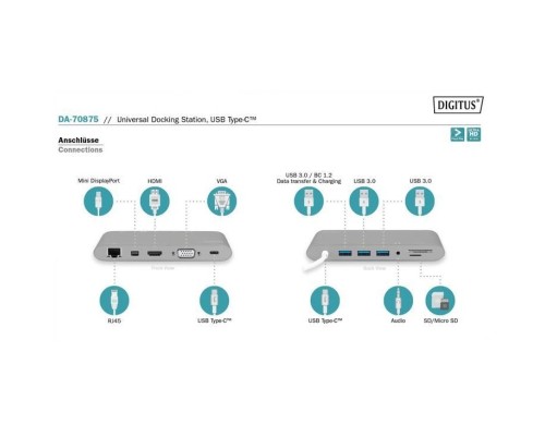 Порт-реплікатор Digitus USB-C, 11 Port (DA-70875)
