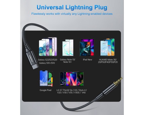 Перехідник USB-C to jack 3.5mm stereo audio (CDLA) 2.0m Choetech (AUX008-BK)