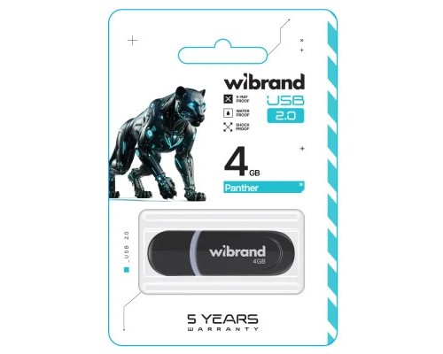 USB флеш накопичувач Wibrand 4GB Panther Black USB 2.0 (WI2.0/PA4P2B)